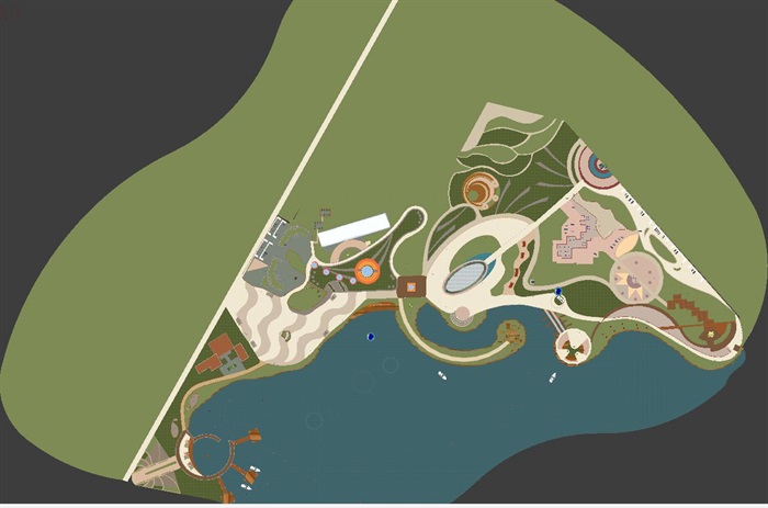 滨水公园景观设计方案SU模型(9)