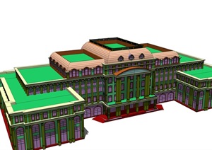 法式外事大楼建筑方案SU(草图大师)模型