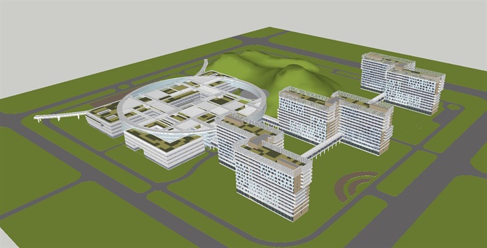现代风格综合医院建筑方案SU模型(3)