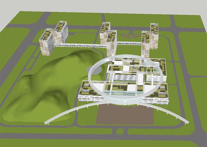 现代风格综合医院建筑方案SU模型(8)