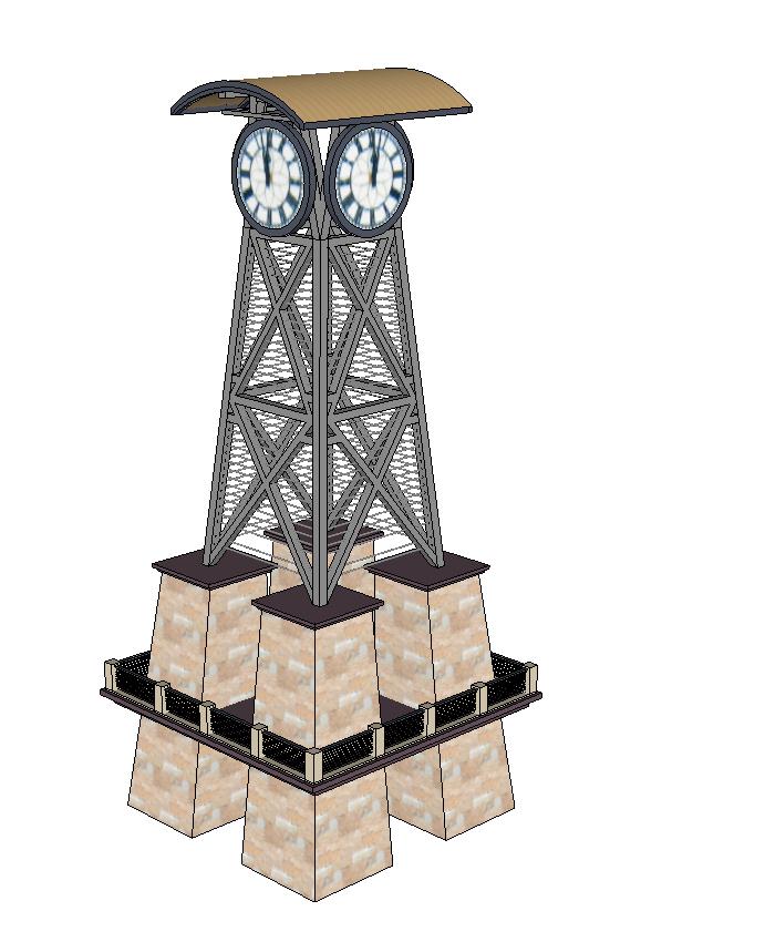 现代风格商业街钟塔标识SU模型(5)