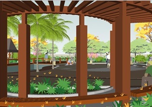 现代小区中庭景观方案SU(草图大师)模型