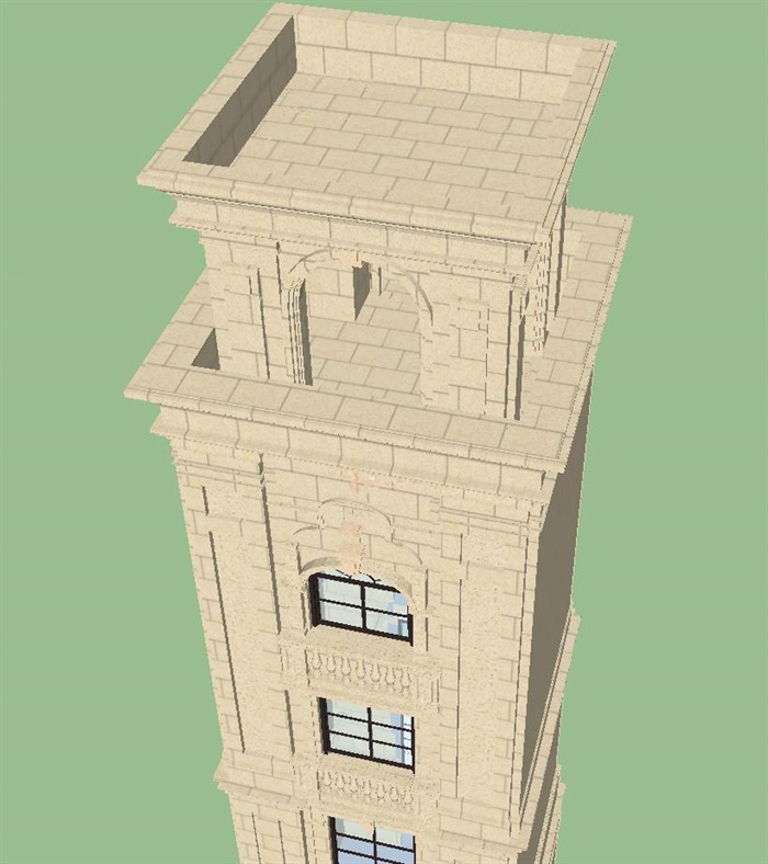 欧式塔楼建筑设计方案SU模型(1)