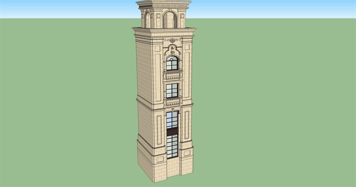 欧式塔楼建筑设计方案SU模型(3)