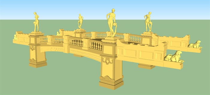 欧式景观桥建筑方案SU模型(1)