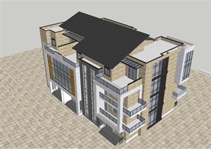 企业总部办公基地建筑方案SU(草图大师)模型