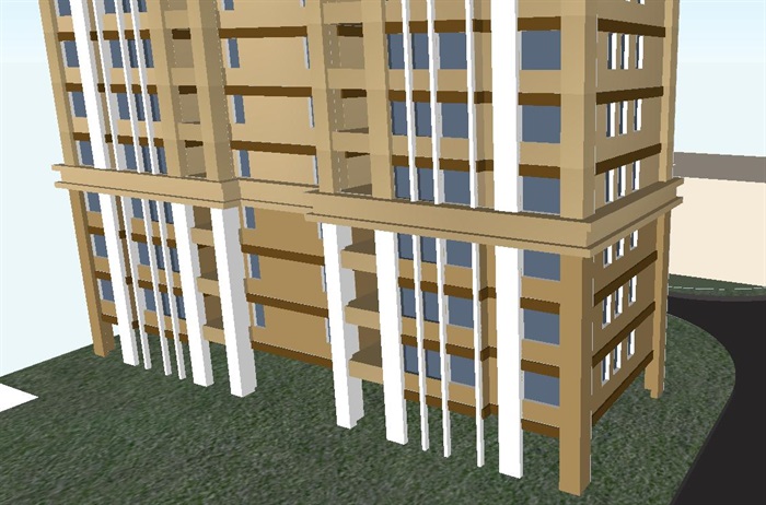 新汉风高层+别墅整体建筑方案SU模型(8)