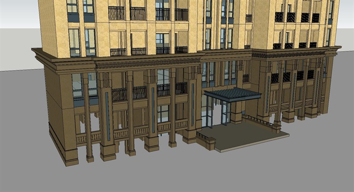 新古典风格高层住宅单体建筑方案SU模型(1)