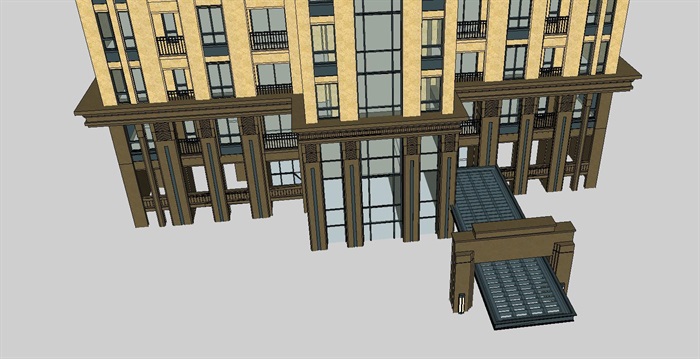 新古典风格高层住宅单体建筑方案SU模型(2)