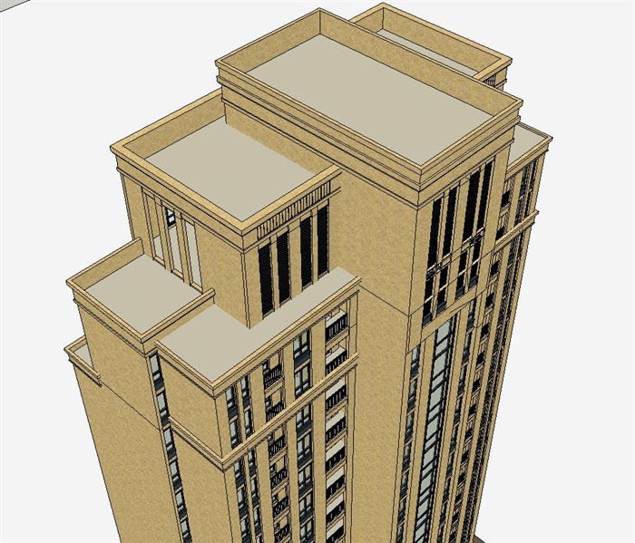 新古典风格高层住宅单体建筑方案SU模型(5)