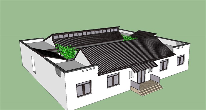 新中式茶室建筑方案SU模型(4)