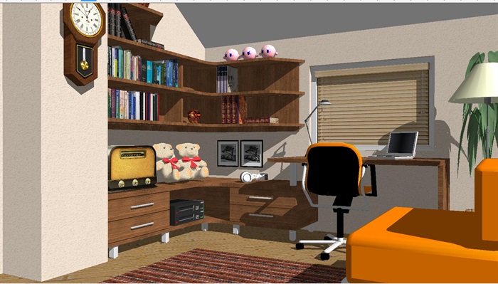 书房室内装潢方案SU模型(3)