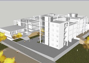 高校行政办公楼建筑方案SU(草图大师)模型