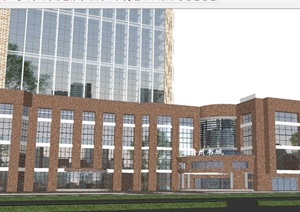 现代超高层办公楼建筑方案SU(草图大师)模型