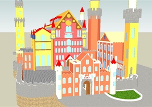 城堡式凤凰酒店建筑方案SU(草图大师)模型