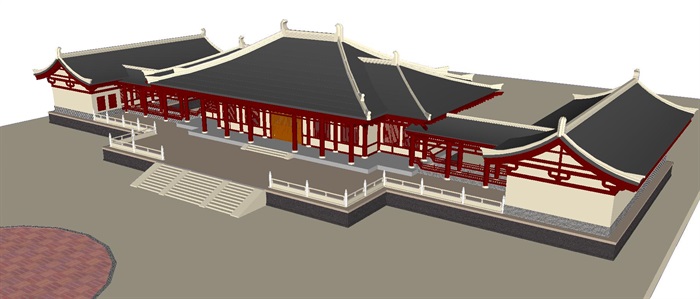 汉式大殿建筑方案SU模型(1)