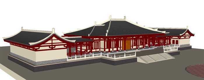 汉式大殿建筑方案SU模型(2)