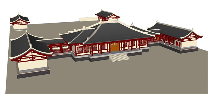 汉式大殿建筑方案SU模型(3)