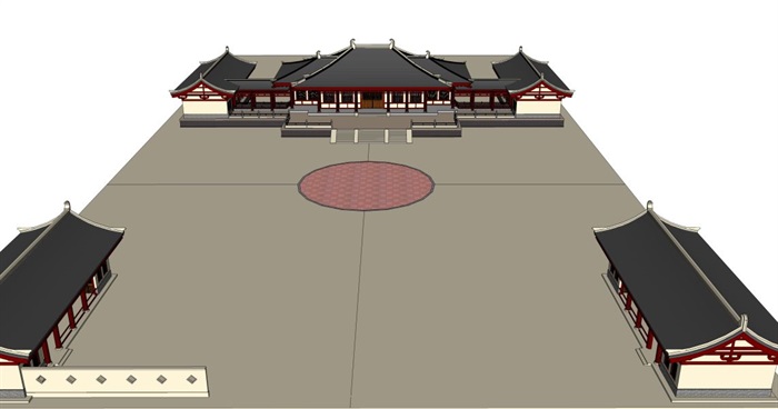 汉式大殿建筑方案SU模型(6)