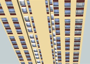 简欧风格超高层住宅建筑方案SU(草图大师)模型