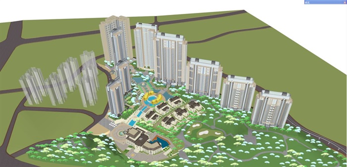 新古典长沙中建江山一号住宅建筑方案SU模型(2)