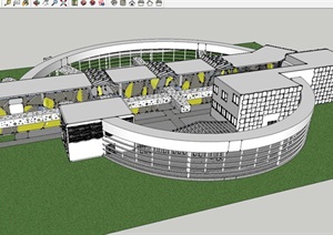 现代风格幼儿园建筑概念方案SU(草图大师)模型
