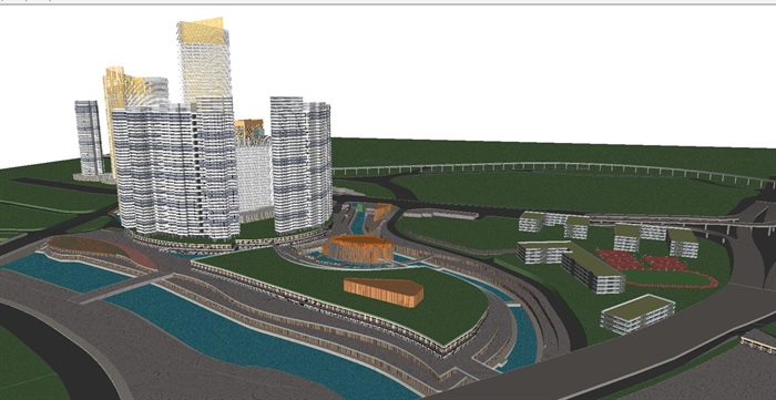 现代风格超高层酒店+办公+住宅商业综合体建筑方案SU模型(1)