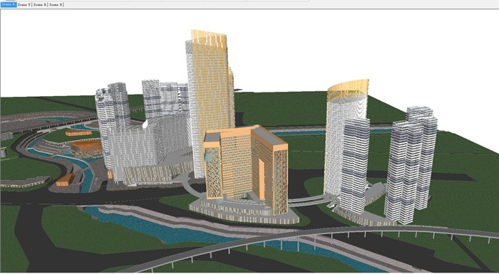现代风格超高层酒店+办公+住宅商业综合体建筑方案SU模型(2)
