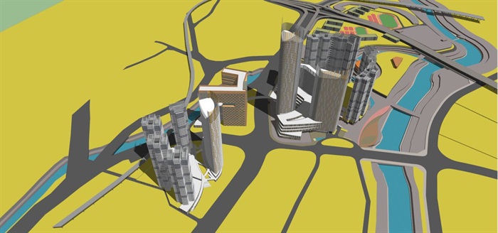 现代风格超高层酒店+办公+住宅商业综合体建筑方案SU模型(6)