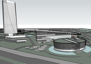现代风格综合办公园区建筑设计方案SU(草图大师)模型