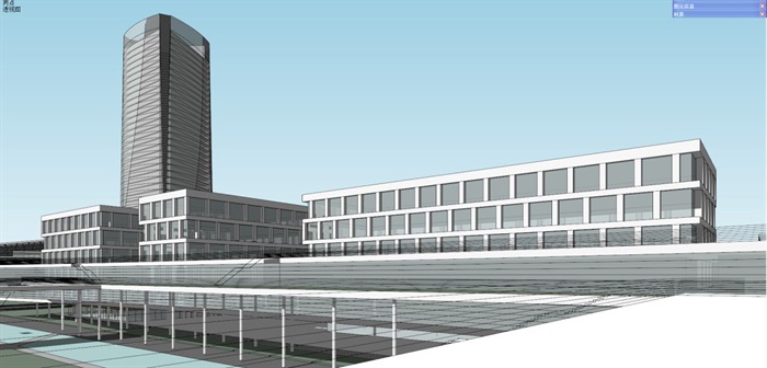 现代风格综合办公园区建筑设计方案SU模型(8)