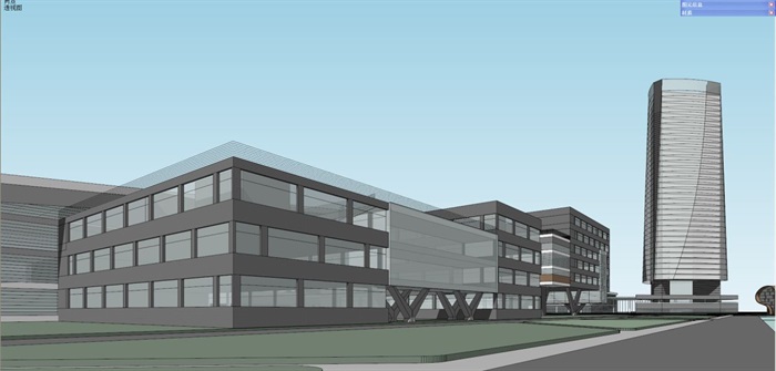 现代风格综合办公园区建筑设计方案SU模型(11)