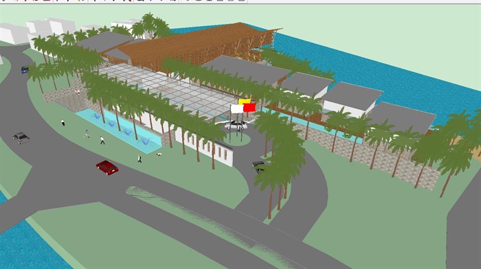 东南亚风格滨湖会所建筑方案SU模型(8)