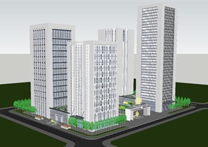 吉林商务中心建筑方案SU(草图大师)模型
