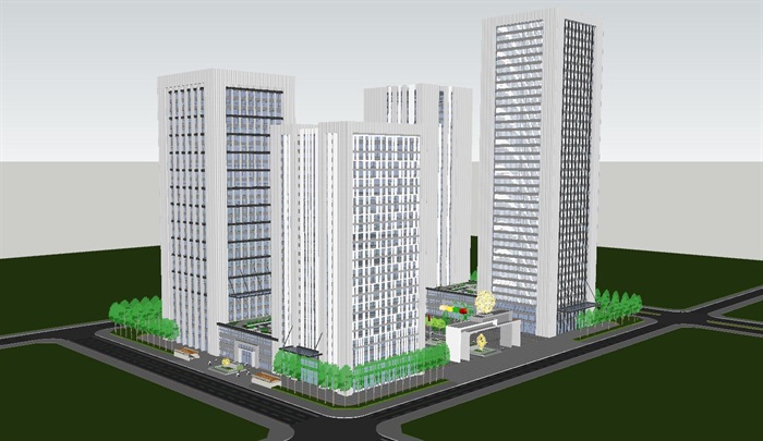 吉林商务中心建筑方案SU模型(1)