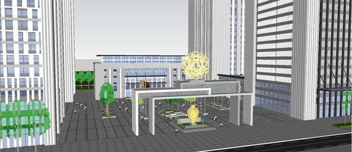 吉林商务中心建筑方案SU模型(3)