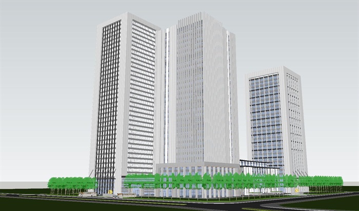 吉林商务中心建筑方案SU模型(4)
