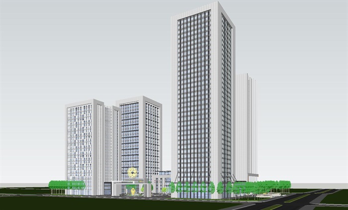 吉林商务中心建筑方案SU模型(5)