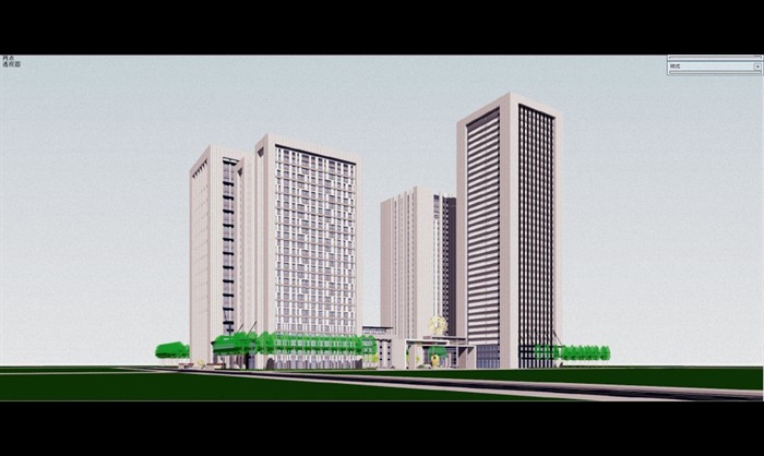 吉林商务中心建筑方案SU模型(8)