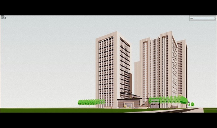 吉林商务中心建筑方案SU模型(9)
