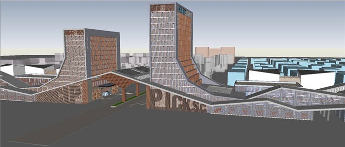 现代风格海尔人才公寓大厦+沿街商业项目建筑方案SU模型(1)