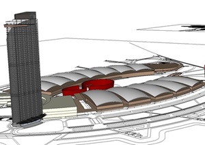 会展中心建筑概念方案SU(草图大师)模型