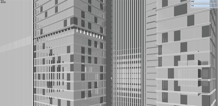 现代风格高层商住楼建筑方案SU模型(3)