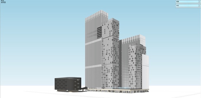 现代风格高层商住楼建筑方案SU模型(4)