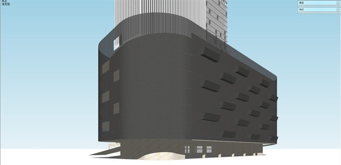 现代风格高层商住楼建筑方案SU模型(6)