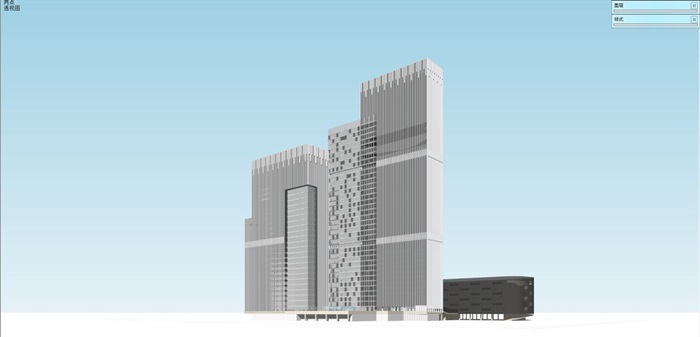 现代风格高层商住楼建筑方案SU模型(7)
