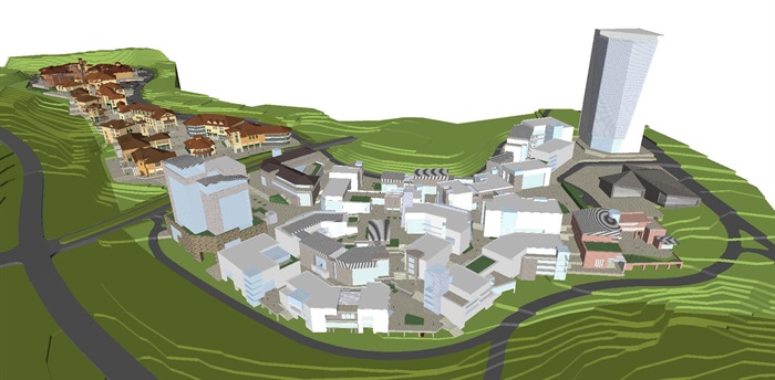 2个绿地天津盘龙谷文化城建筑方案SU模型(2)