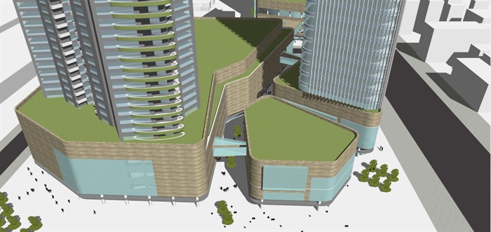旧城改造商业+住宅综合体建筑方案SU模型(2)