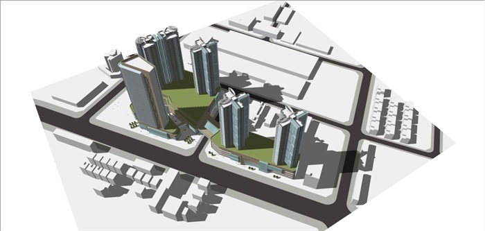 旧城改造商业+住宅综合体建筑方案SU模型(7)