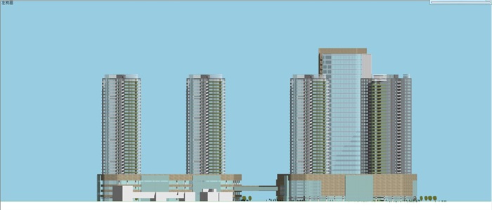 旧城改造商业+住宅综合体建筑方案SU模型(8)